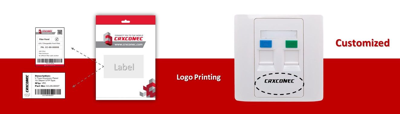 Pelat Dinding RJ45 Ikon Berwarna 2 Port yang Disesuaikan